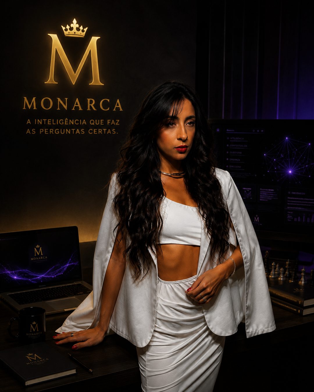 Carolliny Soares, fundadora da Monarca AI, em ambiente tecnológico
